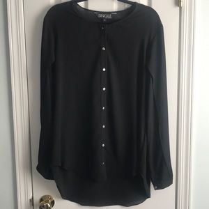 Black semi sheer blouse with slit sleeves